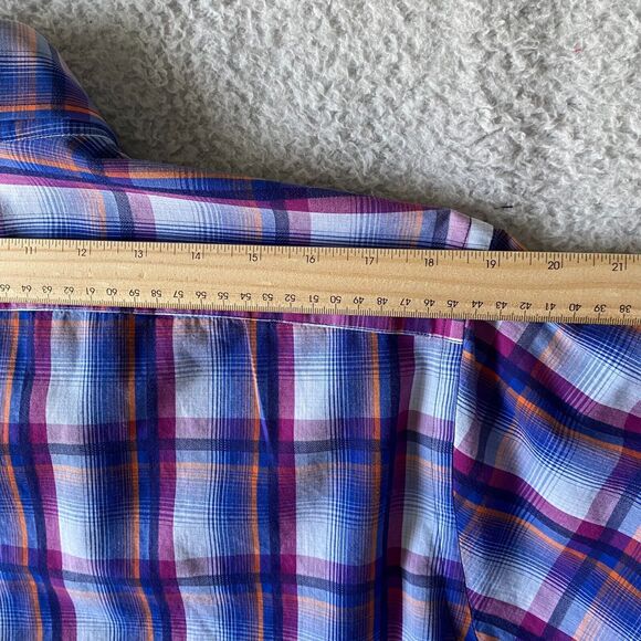 TAILORBYRD Shirt Plaid Long Sleeve Flip Cuff Button Front Shirt Size XL - Picture 7 of 11